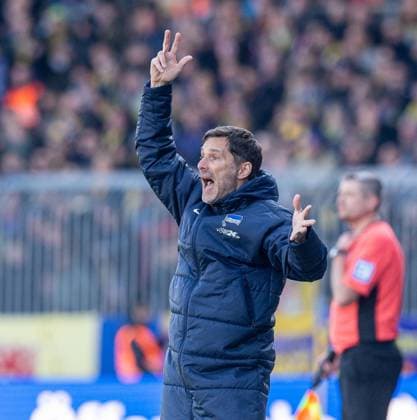 Soccer, Men, Season 2024 2025, 2 Bundesliga 26 Matchday , Eintracht Braunschweig Hertha BSC, Coach Stefan Leitl Hertha BSC , 16 03 2025, Copyright: xSebastianxRäppold MatthiasxKochx