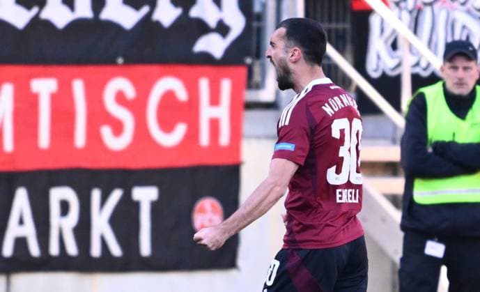 16 03 2025 Soccer Season 2024 2025 2 Soccer Bundesliga 26 Matchday 1 FC Nürnberg FCN Club SpVgg Greuther Fürth Kleeblatt Derby Frankenderby Sportfoto Zink xwoxzix DFL regulations prohibit any use of photographs as image sequences and or quasi video only for editorial use Mahir Emreli 30, 1 FC Nürnberg FCN ballt Faust Fäuste Jubel Freude