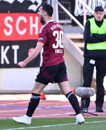 16 03 2025 Soccer Season 2024 2025 2 Soccer Bundesliga 26 Matchday 1 FC Nürnberg FCN Club SpVgg Greuther Fürth Kleeblatt Derby Frankenderby Sportfoto Zink xwoxzix DFL regulations prohibit any use of photographs as image sequences and or quasi video only for editorial use Mahir Emreli 30, 1 FC Nürnberg FCN ballt Faust Fäuste Jubel Freude