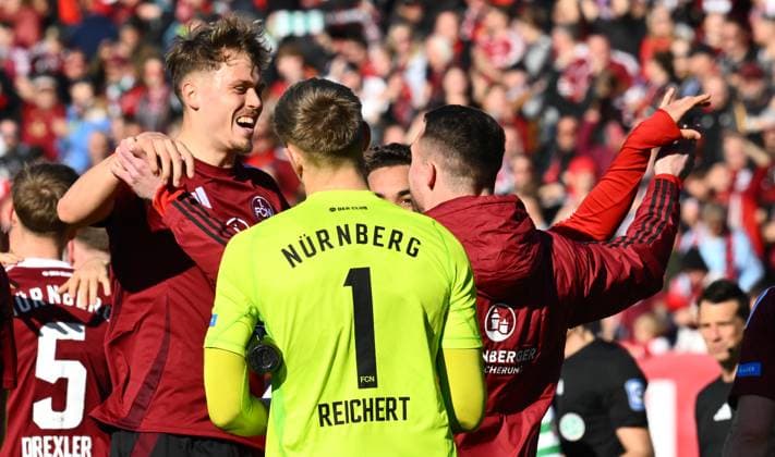 16 03 2025 Soccer Season 2024 2025 2 Soccer Bundesliga 26 Matchday 1 FC Nürnberg FCN Club SpVgg Greuther Fürth Kleeblatt Derby Frankenderby Sportfoto Zink xwoxzix DFL regulations prohibit any use of photographs as image sequences and or quasi video only for editorial use Nick Seidel 33, 1 FC Nürnberg FCN Jubel Freude nach Spielende
