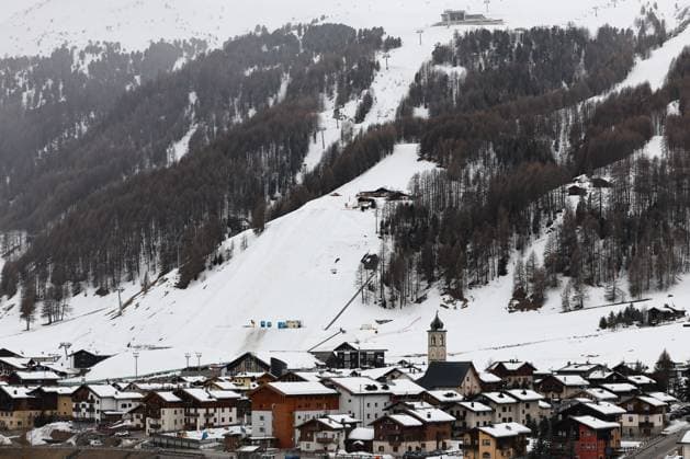 (250316) -- LIVIGNO, March 16, 2025 -- This photo taken on March 13, 2025 shows the Livigno Aerials & Moguls Park in Livigno, Italy. Livigno will host the snowboarding and freestyle skiing competitions at the Olympic Winter games, Winterspiele,Spiele, Summer games Milano Cortina 2026. ) (SP)ITALY-LIVIGNO-MILANO-CORTINA WINTER OLYMPICS-DAILY LIFE LixJing 