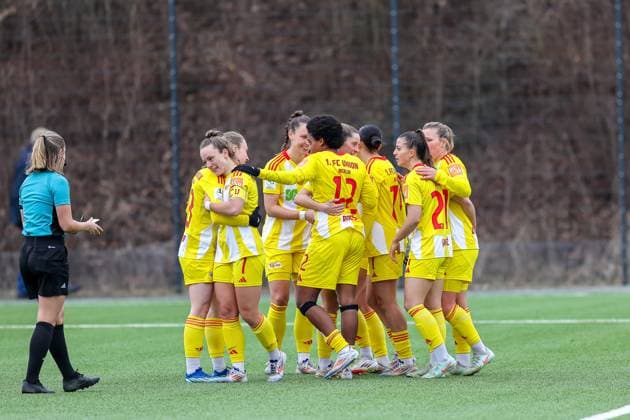 Celebration for the goal to 0 2 by Lisa Heiseler 1 FC Union Berlin, 07 , GER, FC Bayern Muenchen II vs 1 FC Union Berlin, Football, 2 Womens Bundesliga, Matchday 18, Season 2024 2025, 16 03 2025, GER, FC Bayern Muenchen II vs 1 FC Union Berlin, Football, 2 Womens Bundesliga, Matchday 18, Season 2024 2025, 16 03 2025 Muenchen Copyright: xEibner-Pressefoto JennixMaulx EP_JML