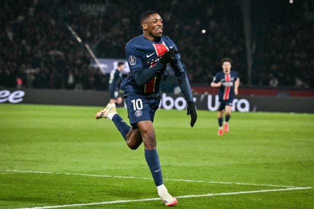 Fußball, Paris St. Germain - Olympique Marseille Ligue 1 PSG vs Olympique de Marseille - FA Paris Saint-Germain’s forward Ousmane Dembele celebrates scoring a goal during the French L1 football match between Paris Saint-Germain and Olympique de Marseille at the Parc des Princes stadium in Paris on March 16, 2025. Photo by Firas Abdullah ABACAPRESS.COM Paris Île-de-France France  Copyright: xAbdullahxFiras ABACAx