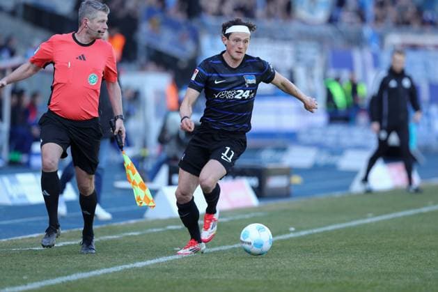 16 03 2025, xtgx, Fußball 2 Bundesliga, Eintracht Braunschweig Hertha BSC Berlin emspor, v l Fabian Reese Hertha, 11 Freisteller, Einzelbild, Ganzkoerper, single frame DFL DFB REGULATIONS PROHIBIT ANY USE OF PHOTOGRAPHS as IMAGE SEQUENCES and or QUASI VIDEO Braunschweig