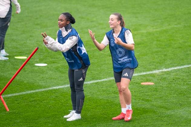 March 17, 2025, Valdebebas, Madrid, Spain: REAL MADRID players training before the Womans Champions League match at the Ciudad Deportiva de Valdebebas on march 17, 2025 in Madrid, Spain. Valdebebas Spain - ZUMAc312 20250317_zsp_c312_019 Copyright: xOscarxManuelxSanchezx