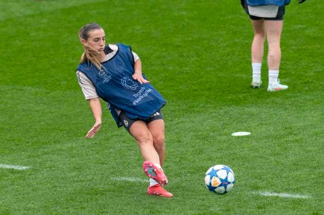 March 17, 2025, Valdebebas, Madrid, Spain: 36 IRUNE DORADO ALOSETE - REAL MADRID players training before the Womans Champions League match at the Ciudad Deportiva de Valdebebas on march 17, 2025 in Madrid, Spain. Valdebebas Spain - ZUMAc312 20250317_zsp_c312_027 Copyright: xOscarxManuelxSanchezx