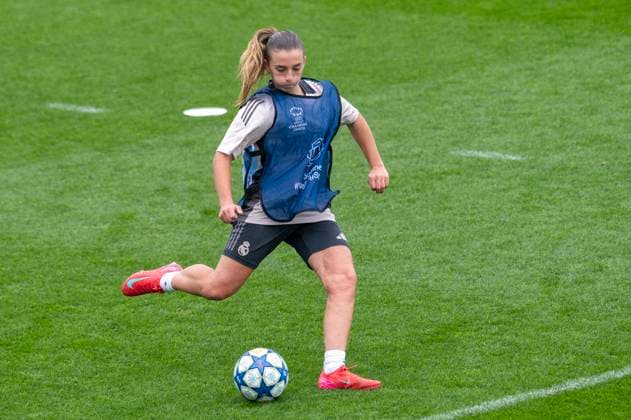 March 17, 2025, Valdebebas, Madrid, Spain: 36 IRUNE DORADO ALOSETE - REAL MADRID players training before the Womans Champions League match at the Ciudad Deportiva de Valdebebas on march 17, 2025 in Madrid, Spain. Valdebebas Spain - ZUMAc312 20250317_zsp_c312_037 Copyright: xOscarxManuelxSanchezx
