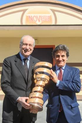 Urbano Cairo e Flavio Repetto rinnovano la partnership tra Novi e Giro d& x2019;Italia, presso gli stabilimenti Novi - Novi Ligure, Luned& xec; 17 Marzo 2025 (Foto Claudio Furlan Lapresse) Urbano Cairo and Flavio Repetto renew the partnership between Novi and Giro d Italia, at the Novi - Novi Ligure facilities, Monday, March 17, 2025 (Photo Claudio Furlan Lapresse)  Copyright: xClaudioxFurlan LaPressex