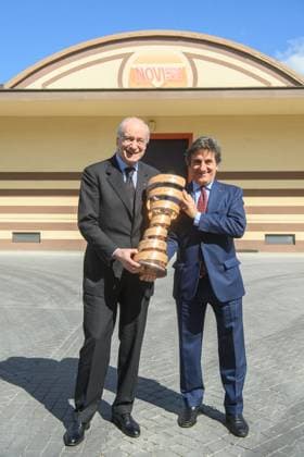 Urbano Cairo e Flavio Repetto rinnovano la partnership tra Novi e Giro d& x2019;Italia, presso gli stabilimenti Novi - Novi Ligure, Luned& xec; 17 Marzo 2025 (Foto Claudio Furlan Lapresse) Urbano Cairo and Flavio Repetto renew the partnership between Novi and Giro d Italia, at the Novi - Novi Ligure facilities, Monday, March 17, 2025 (Photo Claudio Furlan Lapresse)  Copyright: xClaudioxFurlan LaPressex