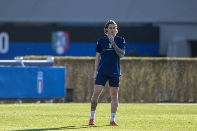 Italy Training Session & press conference, PK, Pressekonferenz Italy player Riccardo Calafiori trains at BPER Training Centre in Appiano Gentile, Como, Italy, on March 17, 2025. Appiano Gentile Italy  Copyright: xGiacomoxCosuax originalFilename:cosua-notitle250317_npQuJ.jpg