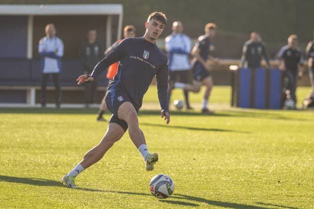 Italy Training Session & press conference, PK, Pressekonferenz Italy player Daniel Maldini trains at BPER Training Centre in Appiano Gentile, Como, Italy, on March 17, 2025. Appiano Gentile Italy  Copyright: xGiacomoxCosuax originalFilename:cosua-notitle250317_nprrx.jpg