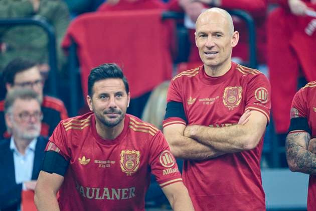 Arjen Robben, Claudio Pizarro, at the memorial football Beckenbauer CUP 2025 for the deceased football legend Franz Beckenbauer (died Jan 7, 2024) on Mar 17, 2025 in Munich, Germany. Season 2024 2025, 1.Bundesliga, FCB, Munich, FC Bayern München, matchday x, x.Spieltag
