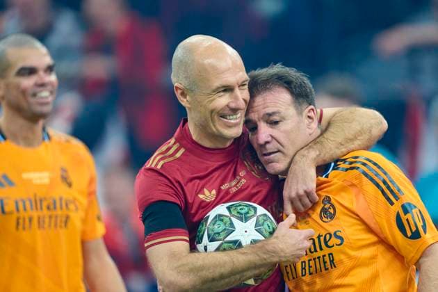 Arjen Robben, Ivan Perez Real Madrid at the memorial football Beckenbauer CUP 2025 for the deceased football legend Franz Beckenbauer (died Jan 7, 2024) on Mar 17, 2025 in Munich, Germany. Season 2024 2025, 1.Bundesliga, FCB, Munich, FC Bayern München, matchday x, x.Spieltag