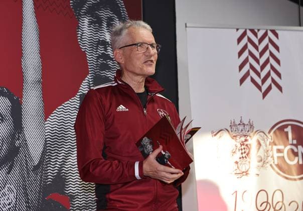 18 03 2025 Soccer 1 FC Nuremberg FCN Club Kick Off event for the 125th anniversary of 1 FC Nuremberg Sportfoto Zink DaMa xdaxmax Bernd Siegler FCN Historian 1 FC Nuremberg FCN presents FCN Panini Panini Panini album