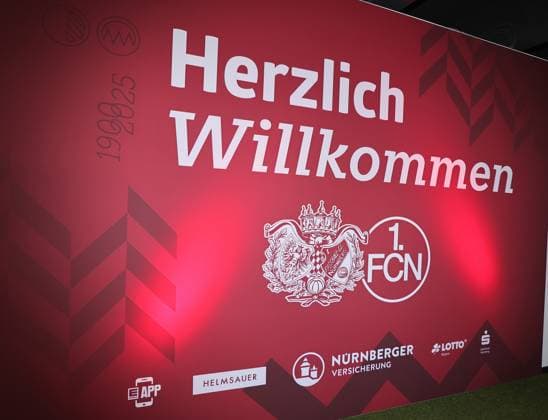 18 03 2025 Soccer 1 FC Nuremberg FCN Club Kick Off event for the 125th anniversary of 1 FC Nuremberg Sportfoto Zink DaMa xdaxmax Symbolbild Symbol photo Feature Impression Welcome Poster