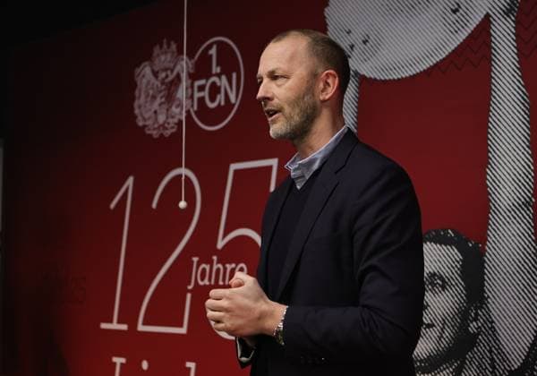 18 03 2025 Soccer 1 FC Nuremberg FCN Club Kick Off event for the 125th anniversary of 1 FC Nuremberg Sportfoto Zink DaMa xdaxmax Niels Rossow Board Member Strategy Marketing 1 FC Nuremberg FCN speaks to guests