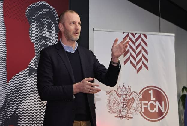 18 03 2025 Soccer 1 FC Nuremberg FCN Club Kick Off event for the 125th anniversary of 1 FC Nuremberg Sportfoto Zink DaMa xdaxmax Niels Rossow Board Member Strategy Marketing 1 FC Nuremberg FCN speaks to guests
