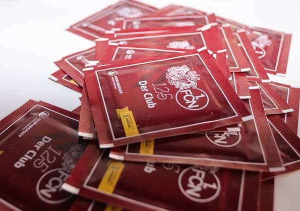 18 03 2025 Soccer 1 FC Nuremberg FCN Club Kick Off Event for the anniversary 125 years 1 FC Nuremberg Sportfoto Zink DaMa xdaxmax Symbolbild Symbol photo Feature Impression FCN Panini Panini Panini Album Ball Panini Pictures Sticker