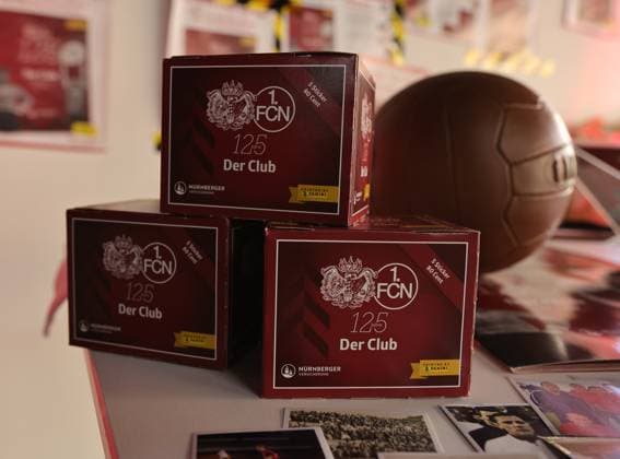 18 03 2025 Soccer 1 FC Nuremberg FCN Club Kick Off Event for the anniversary 125 years 1 FC Nuremberg Sportfoto Zink DaMa xdaxmax Symbolbild Symbol photo Feature Impression FCN Panini Panini Panini Album Ball Panini Pictures Sticker