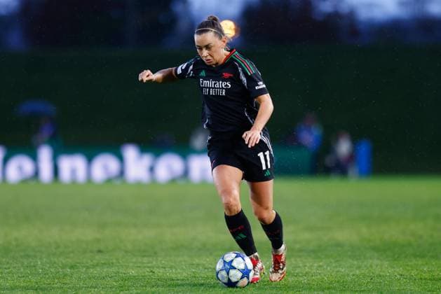 March 18, 2025, Valdebebas, Madrid, SPAIN: Katie McCabe of Arsenal FC in action during the UEFA WomenÃ¢â‚¬â ¢s Champions League Quarter Final first leg, football match played between Real Madrid CF and Arsenal FC at Alfredo Di Stefano stadium on March 18, 2025, in Valdebebas, Madrid, Spain. Valdebebas SPAIN - ZUMAa181 20250318_zaa_a181_042 Copyright: xDennisxAgyemanx
