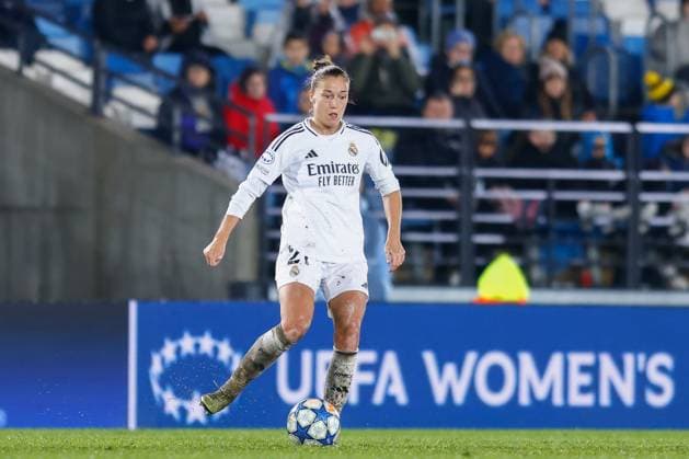March 18, 2025, Valdebebas, Madrid, SPAIN: Ingrid Filippa Angeldahl of Real Madrid in action during the UEFA WomenÃ¢â‚¬â ¢s Champions League Quarter Final first leg, football match played between Real Madrid CF and Arsenal FC at Alfredo Di Stefano stadium on March 18, 2025, in Valdebebas, Madrid, Spain. Valdebebas SPAIN - ZUMAa181 20250318_zaa_a181_104 Copyright: xDennisxAgyemanx