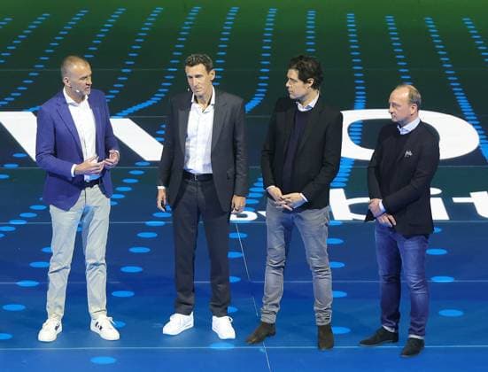 18 03 2025, ATP, BMW Open Presentation, Tennis, Sport, in the picture Christian Ach, Patrick Kuehnen, Fabian Tross and Christian Okon