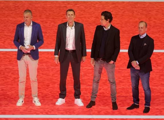 18 03 2025, ATP, BMW Open Presentation, Tennis, Sport, in the picture Christian Ach, Patrick Kuehnen, Fabian Tross and Christian Okon