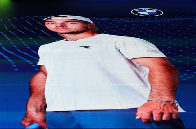 18 03 2025, ATP, BMW Open Presentation, Tennis, Sport, in the picture Christian Ach, Patrick Kuehnen, Fabian Tross and Christian Okon, presenting the field of players, here Jan Lennard Struff GER