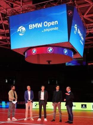 18 03 2025, ATP, BMW Open Presentation, Tennis, Sport, in the picture Christian Ach, Patrick Kuehnen, Fabian Tross and Christian Okon at the BMW Open Presentation