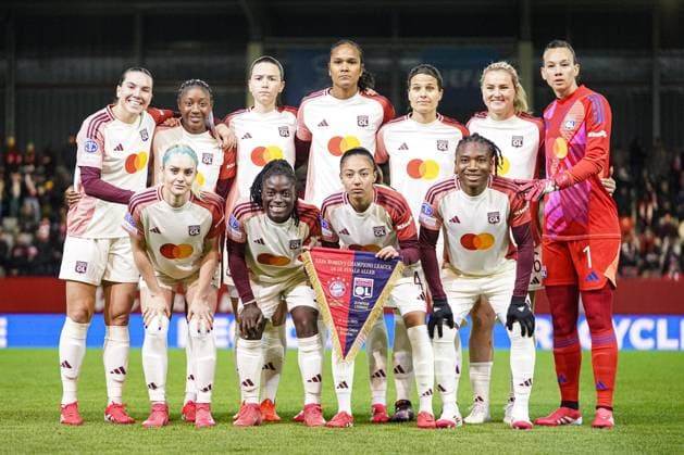 Team photo Lyon at the UEFA Womens Champions League match FC Bayern Munich Olympique Lyon on 18 03 2025 Munich FC Bayern Campus Bayern Germany