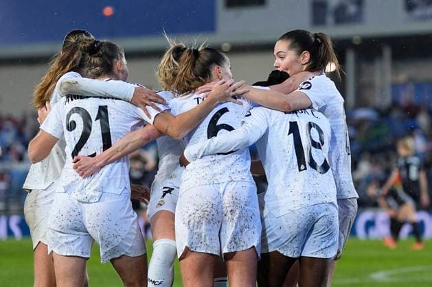 March 18, 2025, Valdebebas, Madrid, SPAIN: Linda Caicedo of Real Madrid celebrates a goal during the UEFA WomenÃ¢â‚¬â ¢s Champions League Quarter Final first leg, football match played between Real Madrid CF and Arsenal FC at Alfredo Di Stefano stadium on March 18, 2025, in Valdebebas, Madrid, Spain. Valdebebas SPAIN - ZUMAa181 20250318_zaa_a181_057 Copyright: xOscarxJ.xBarrosox