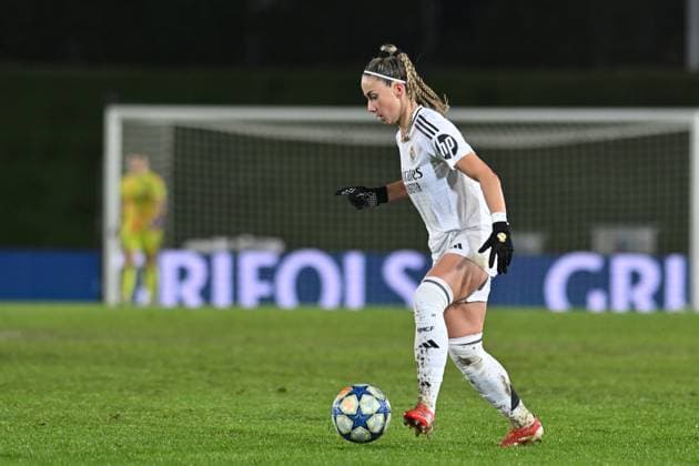 March 18, 2025, Valdebebas, Madrid, Spain: 22 ATHENEA DEL CASTILLO during the UEFA Women s Champions League match between Real Madrid and Arsenal Women Football Club at Alfredo Di Stefano stadium in Madrid, Spain, on march 18. Valdebebas Spain - ZUMAc312 20250318_zsp_c312_016 Copyright: xOscarxManuelxSanchezx