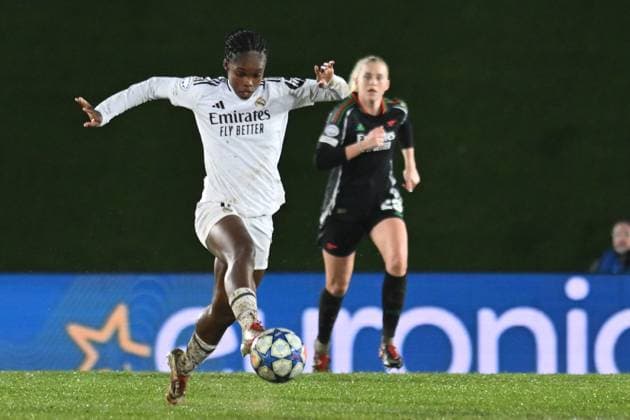 March 18, 2025, Valdebebas, Madrid, Spain: 18 LINDA CAICEDO during the UEFA Women s Champions League match between Real Madrid and Arsenal Women Football Club at Alfredo Di Stefano stadium in Madrid, Spain, on march 18. Valdebebas Spain - ZUMAc312 20250318_zsp_c312_071 Copyright: xOscarxManuelxSanchezx