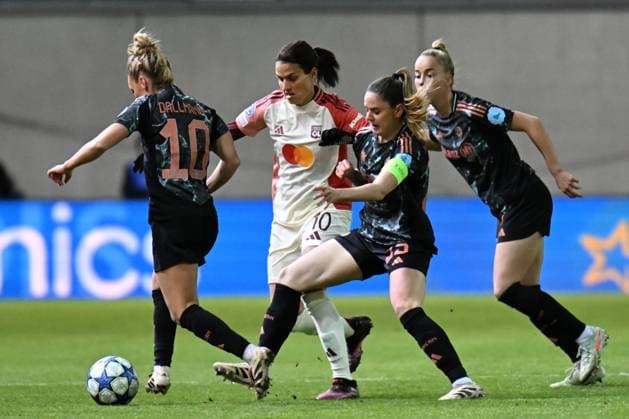 Womens soccer DALLMANN Linda, MAROZSAN Dzsenifer, ZADRAZIL Sarah and GWINN Giulia at the UEFA Womens Champions League match of FC Bayern Munich against Olympique Lyonnais on 18 03 2025, Germany, Bayern Munich FC Bayern Campus Bayern Germany