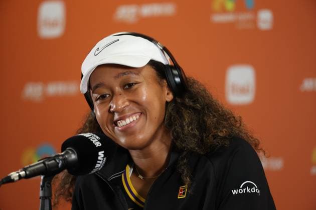 MIAMI GARDENS, FLORIDA - MARCH 18: Naomi Osaka of Japan talks to the media after defeating Yuliia Starodubtseva of Ukraine in the first round on Day 1 of the Miami Open at Hard Rock Stadium on March 18, 2025 in Miami Gardens, Florida People: Naomi Osaka Copyright: xhoo-mex xMediaPunchx