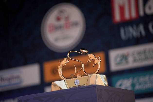 The trophy during the men s elite race of the Milano-Torino one day cycling race (174km) from Rho to Torino (Superga) - North West Italy- Wednesday, March 19, 2025. - cycling .  Copyright: xMarcoxAlpozzi LaPressex