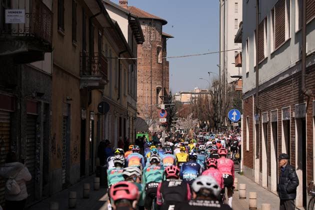 start of the men s elite race of the Milano-Torino one day cycling race (174km) from Rho to Torino (Superga) - North West Italy- Wednesday, March 19, 2025. - cycling .  Copyright: xMarcoxAlpozzi LaPressex