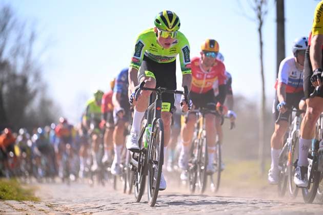 Bilder des Jahres 2025, Sport 03 März Sport Themen der Woche KW12 Sport Bilder des Tages Danilith Nokere Koerse 2025 cycling race NOKERE, BELGIUM - MARCH 19 : rider of Wagner Bazin WB during the Men Elite UCI 1.Pro 78th Danilith Nokere Koerse cycling race with start in Deinze and finish in Nokere (188,2 km) on March 19, 2025 in Nokere, Belgium, 19 03 2025 ( Motordriver Rodrique Verfaillie & Nokere Belgium  Copyright: xTomasxSiskx