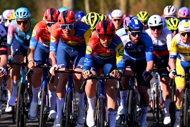 Danilith Nokere Koerse 2025 cycling race NOKERE, BELGIUM - MARCH 19 : Declercq Tim (BEL) of Lidl - Trek and teammates during the Men Elite UCI 1.Pro 78th Danilith Nokere Koerse cycling race with start in Deinze and finish in Nokere (188,2 km) on March 19, 2025 in Nokere, Belgium, 19 03 2025 ( Motordriver Rodrique Verfaillie & Nokere Belgium  Copyright: xTomasxSiskx