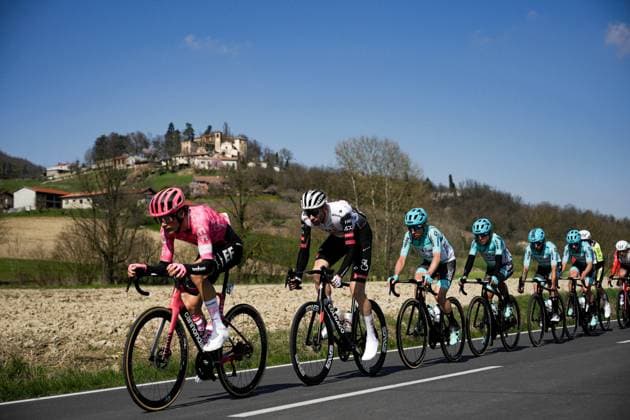 The pack rides during the men s elite race of the Milano-Torino one day cycling race (174km) from Rho to Torino (Superga) - North West Italy- Wednesday, March 19, 2025. - cycling .  Copyright: xMarcoxAlpozzi LaPressex