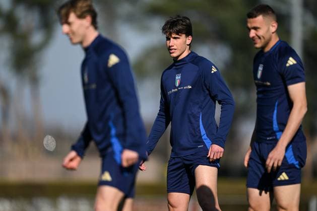 Cesare Casadei of Italy in action during a Italy training session at BPER Training Centre at BPER Training Centre Appiano Gentile on March 19, 2025 in Como, Italy  Copyright: xTizianoxBallabio IPAxSportx xipa-agency.netx xx IPA_55521171 IPA_Agency_IPA55521171