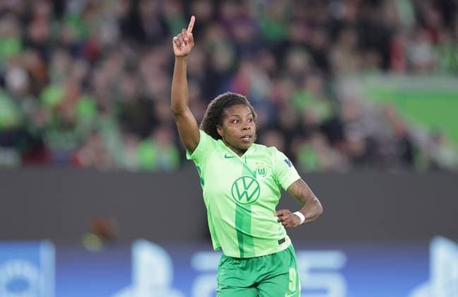 Lineth Beerensteyn VfL Wolfsburg Football, Women, Season 2024 2025, UWCL Quarterfinals, First leg, Volkswagen Arena , VfL Wolfsburg vs FC Barcelona DFL REGULATIONS PROHIBIT ANY USE OF PHOTOGRAPHS AS IMAGE SEQUENCES AND OR QUASI VIDEO
