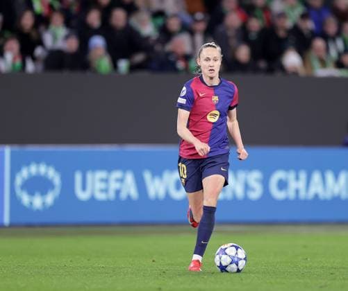 Caroline Graham Hansen FC Barcelona Football, Women, Season 2024 2025, UWCL Quarterfinals, First leg, Volkswagen Arena , VfL Wolfsburg vs FC Barcelona, 1 4 DFL REGULATIONS PROHIBIT ANY USE OF PHOTOGRAPHS AS IMAGE SEQUENCES AND OR QUASI VIDEO