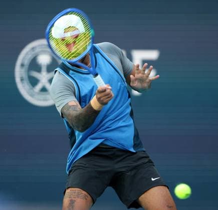 March 19, 2025, Miami Gardens, Florida, United States Of America: MIAMI GARDENS, FLORIDA - MARCH 19: Nick Kyrgios of Australia defeats Mackenzie McDonald of the United States in the first round of the men s singles in the Miami Open at the Hard Rock Stadium on March 19, 2025 in Miami Gardens, Florida. ...People: Nick Kyrgios Miami Open 2025 - Day 2 - Gael Monfils made history on Wednesday at the Miami Open presented by Itau, where he became the second-oldest man to win a match at the ATP, Tennis Herren Masters 1000 event after Jimmy Connors.  - ZUMAs214 20250319_ada_s214_078 Copyright: xSMGx