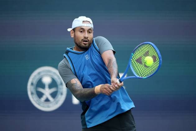March 19, 2025, Miami Gardens, Florida, United States Of America: MIAMI GARDENS, FLORIDA - MARCH 19: Nick Kyrgios of Australia defeats Mackenzie McDonald of the United States in the first round of the men s singles in the Miami Open at the Hard Rock Stadium on March 19, 2025 in Miami Gardens, Florida. ...People: Nick Kyrgios Miami Open 2025 - Day 2 - Gael Monfils made history on Wednesday at the Miami Open presented by Itau, where he became the second-oldest man to win a match at the ATP, Tennis Herren Masters 1000 event after Jimmy Connors.  - ZUMAs214 20250319_ada_s214_063 Copyright: xSMGx