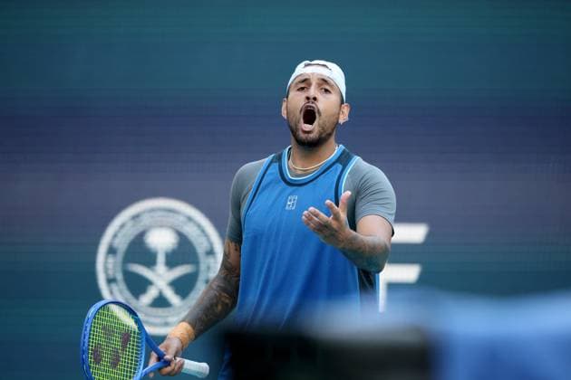 Sport Themen der Woche KW12 Sport Bilder des Tages March 19, 2025, Miami Gardens, Florida, United States Of America: MIAMI GARDENS, FLORIDA - MARCH 19: Nick Kyrgios of Australia defeats Mackenzie McDonald of the United States in the first round of the men s singles in the Miami Open at the Hard Rock Stadium on March 19, 2025 in Miami Gardens, Florida. ...People: Nick Kyrgios Miami Gardens United States Of America - ZUMAs214 20250319_ada_s214_086 Copyright: xSMGx