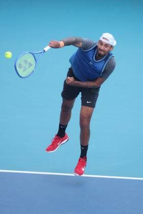 March 19, 2025, Miami Gardens, Florida, United States Of America: MIAMI GARDENS, FLORIDA - MARCH 19: Nick Kyrgios of Australia defeats Mackenzie McDonald of the USA on Day 2 of the Miami Open at Hard Rock Stadium on March 19, 2025 in Miami Gardens, Florida...People: Nick Kyrgios Miami Open 2025 - Day 2  - ZUMAs214 20250319_ada_s214_126 Copyright: xSMGx