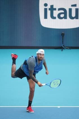 March 19, 2025, Miami Gardens, Florida, United States Of America: MIAMI GARDENS, FLORIDA - MARCH 19: Nick Kyrgios of Australia defeats Mackenzie McDonald of the USA on Day 2 of the Miami Open at Hard Rock Stadium on March 19, 2025 in Miami Gardens, Florida...People: Nick Kyrgios Miami Open 2025 - Day 2  - ZUMAs214 20250319_ada_s214_160 Copyright: xSMGx