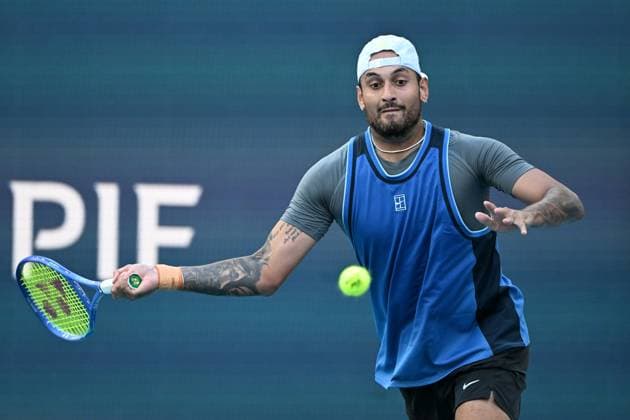 MIAMI GARDENS FL - MARCH 19: Nick Kyrgios Vs Mackenzie McDonald during The Miami Open at Hard Rock Stadium on March 19, 2025 in Miami Gardens, Florida. : Copyright: xmpi04x xMediaPunchx