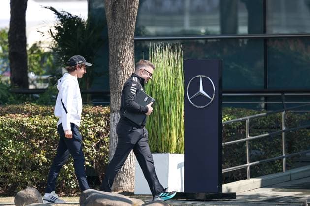 F1 Grand Prix Of China - Previews Andrea Kimi Antonelli of Italy and the Mercedes-AMG PETRONAS F1 Team and Peter Bonnington of Great Britain and the Mercedes-AMG PETRONAS F1 Team walk in the paddock during a preview ahead of the F1 Grand Prix of China at Shanghai International Circuit in Shanghai, China, on March 20, 2025. Shanghai Shanghai China  Copyright: xPaddockerx originalFilename:paddocker-f1grandp250320_npXYF.jpg